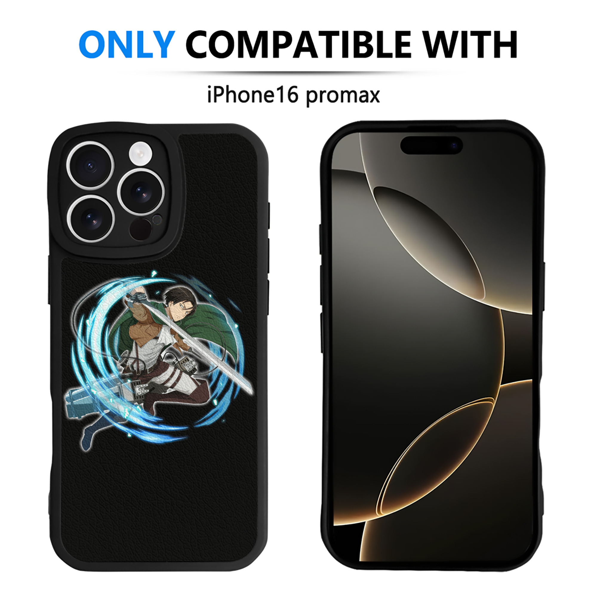 （画像用） 進撃の巨人 リヴァイ·アッカーマン Attack on Titan Levi Ackerman 【iPhone 16シリーズ対応】シリコンスマホケース（レザー調） 材質：シリコン
